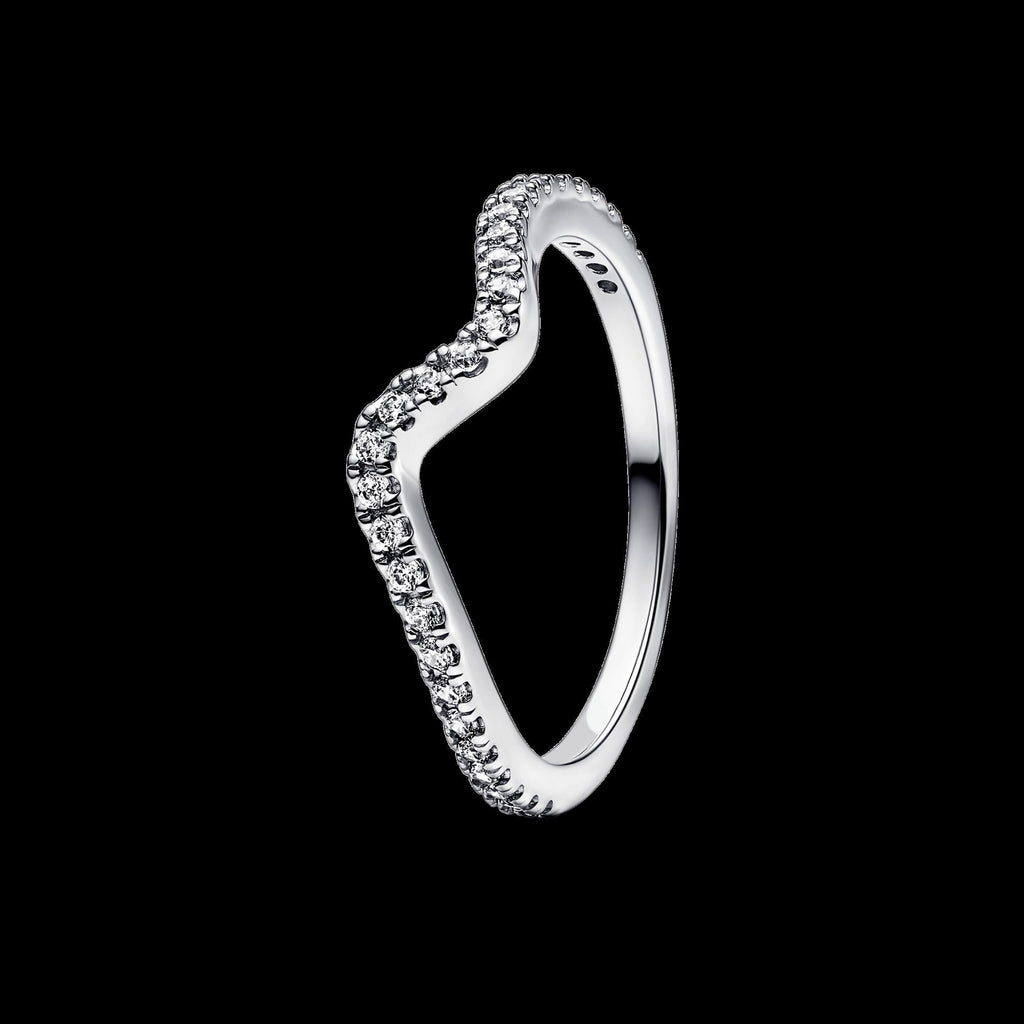 Sparkling Wishbone Heart Ring